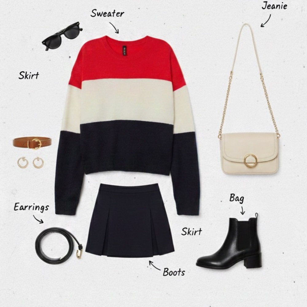 H&M Colorblock Striped Crewneck Sweater - Red, White & Navy - Picture 6 of 6